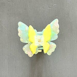 Light Green Sage Rhinestone Acrylic Pastel Butterfly 2.5" Lobster Claw Hair Clip